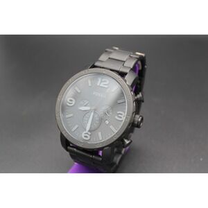 Fossil‎ Nate JR1401 Black Chronograph Men's Watch – All Functions Work